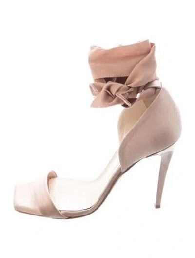 Pre-owned Lanvin Satin Sandals In Pink
