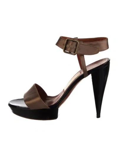 Pre-owned Lanvin Satin Sandals In Silver