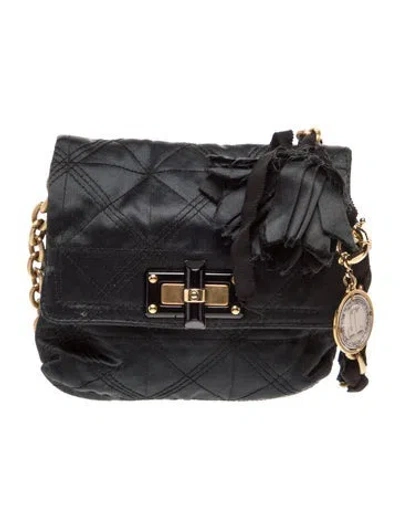 Pre-owned Lanvin Satin Shoulder Bag In Black
