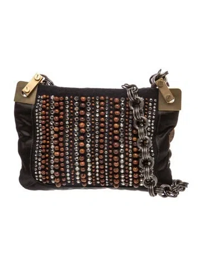 Pre-owned Lanvin Satin Shoulder Bag In Black