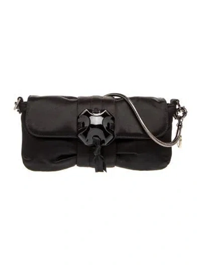 Pre-owned Lanvin Satin Shoulder Bag In Black