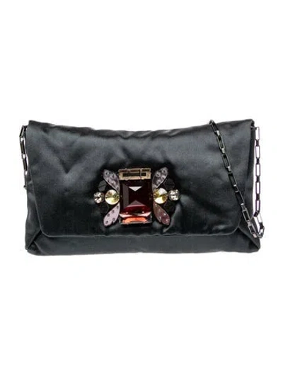 Pre-owned Lanvin Satin Shoulder Bag In Green