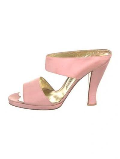Pre-owned Lanvin Satin Slides In Pink