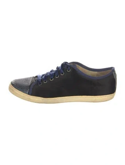 Pre-owned Lanvin Satin Sneakers In Black