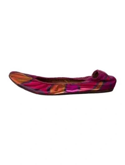 Pre-owned Lanvin Satin Tie-dye Print Ballet Flats In Pink