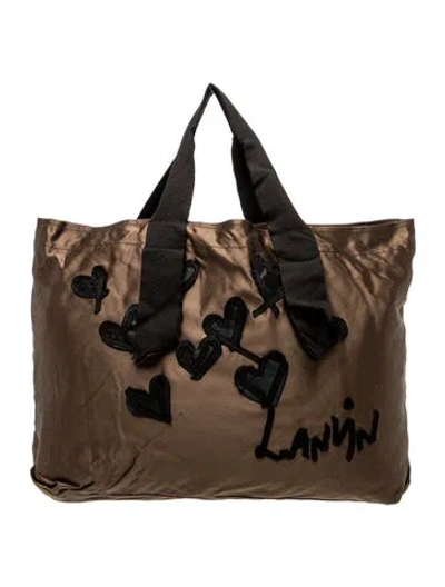 Pre-owned Lanvin Satin Tote In Brown