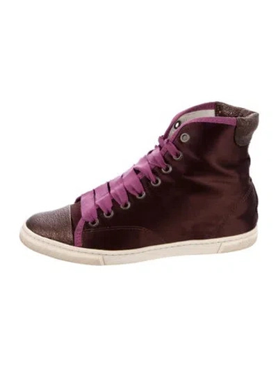Pre-owned Lanvin Satin Wedge Sneakers In Burgundy