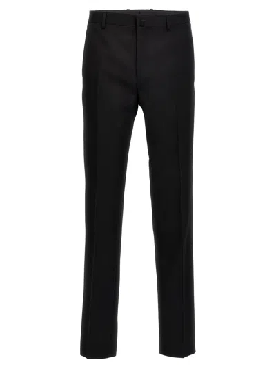 Lanvin Satin-trimmed Wool Trousers In Black