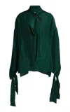 Lanvin Scarf-detailed Silk Top In Green