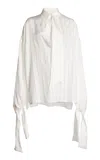 Lanvin Scarf-detailed Silk Top In Off-white