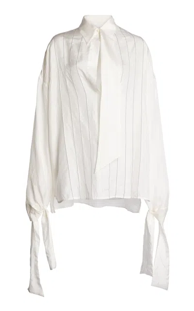Lanvin Scarf-detailed Silk Top In Off-white