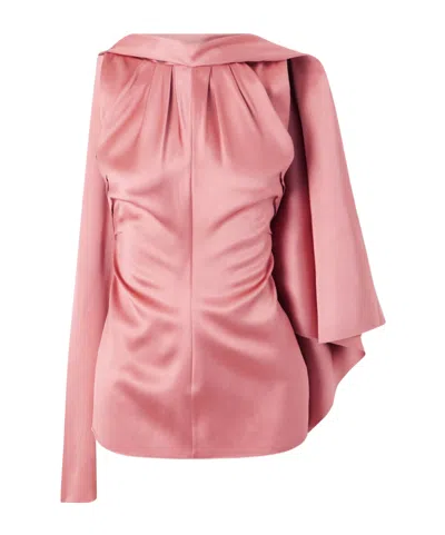 Lanvin Scarf-detailed Draped Satin Top In Pink