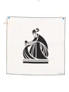 Lanvin Graphic Square Scarf Contrast Border Design In White