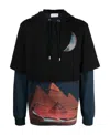 Lanvin Sci-fi Print Layered Hoodie In Black