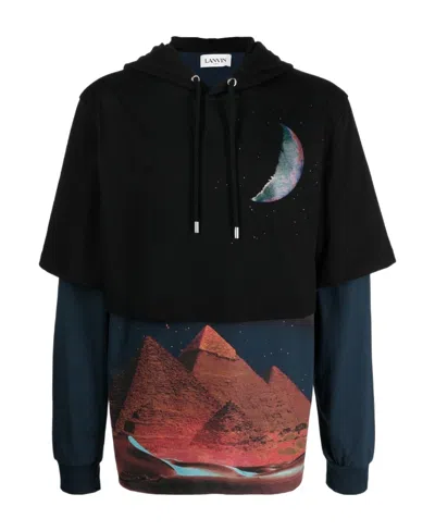 Lanvin Sci-fi Print Layered Hoodie In Black