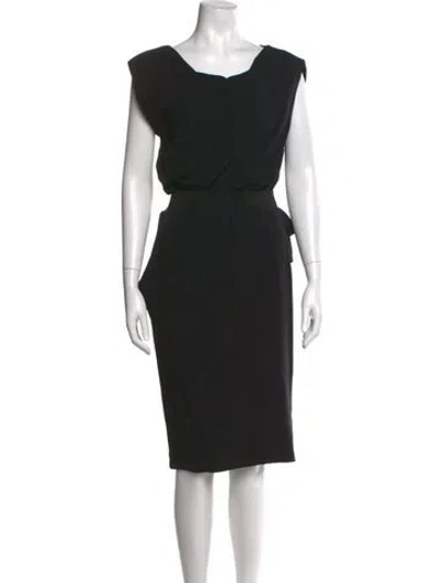 Pre-owned Lanvin Scoop Neck Knee-length Dress In Black