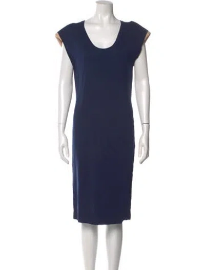 Pre-owned Lanvin Scoop Neck Knee-length Dress In Blue