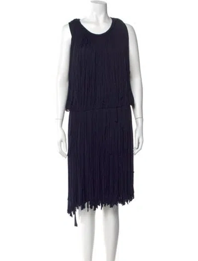 Pre-owned Lanvin Scoop Neck Knee-length Dress In Blue