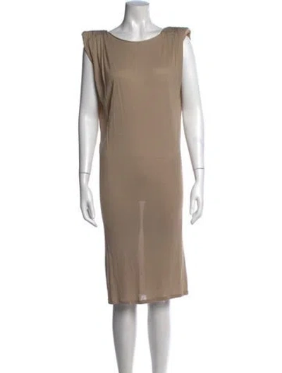 Pre-owned Lanvin Scoop Neck Knee-length Dress In Neutral