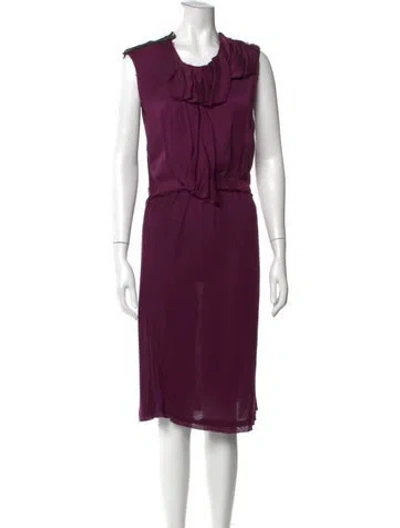 Pre-owned Lanvin Scoop Neck Knee-length Dress In Purple