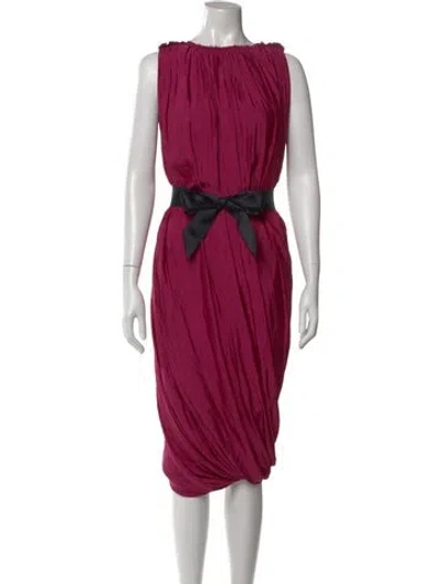 Pre-owned Lanvin Scoop Neck Knee-length Dress In Red