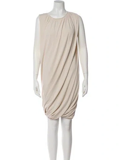Pre-owned Lanvin Scoop Neck Knee-length Dress In White