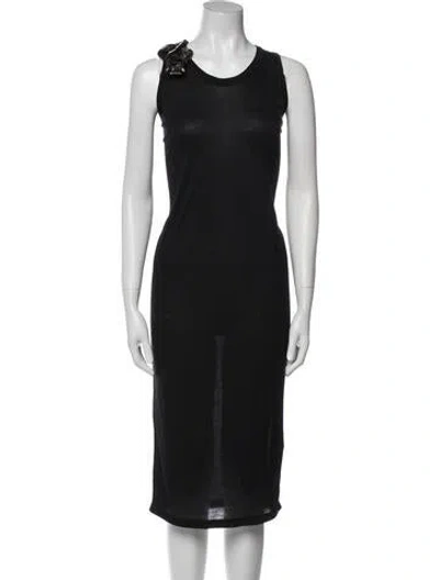 Pre-owned Lanvin Scoop Neck Midi Length Dress In Black