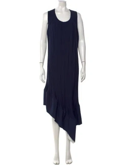 Pre-owned Lanvin Scoop Neck Midi Length Dress In Blue