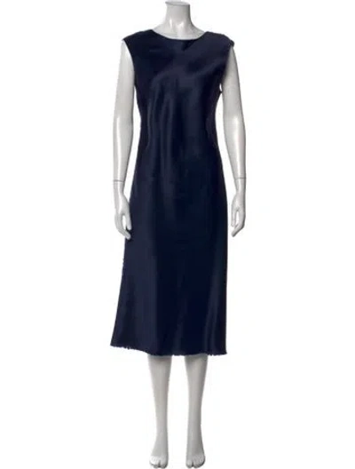 Pre-owned Lanvin Scoop Neck Midi Length Dress In Blue