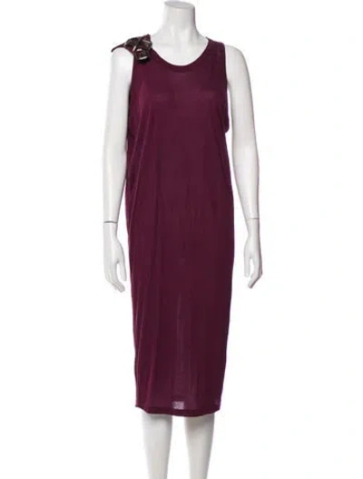 Pre-owned Lanvin Scoop Neck Midi Length Dress In Purple