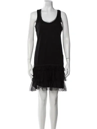 Pre-owned Lanvin Scoop Neck Mini Dress In Black