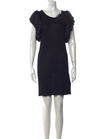 Pre-owned Lanvin Scoop Neck Mini Dress In Black