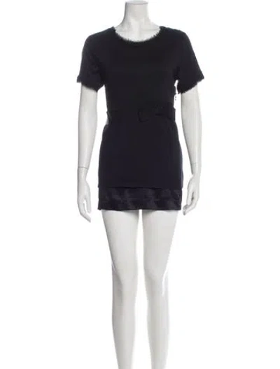 Pre-owned Lanvin Scoop Neck Mini Dress In Blue