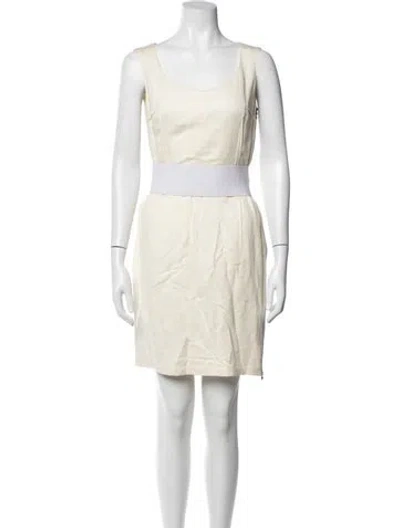 Pre-owned Lanvin Scoop Neck Mini Dress In Neutrals
