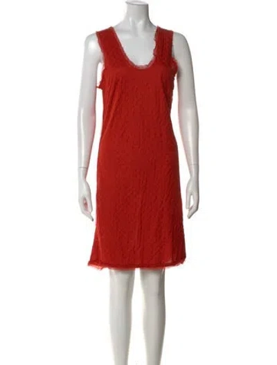 Pre-owned Lanvin Scoop Neck Mini Dress In Red