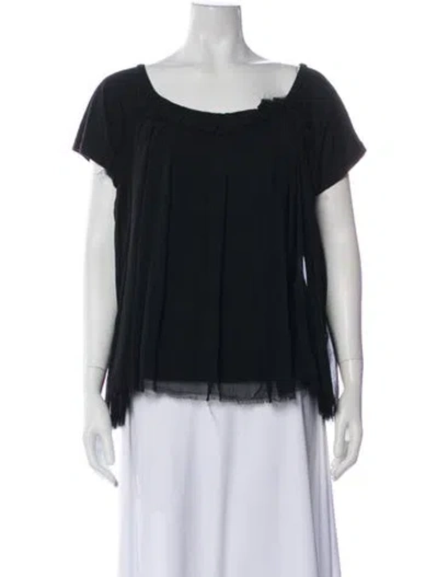 Pre-owned Lanvin Scoop Neck Short Sleeve Blouse In Blue