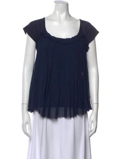 Pre-owned Lanvin Scoop Neck Short Sleeve Top In Blue