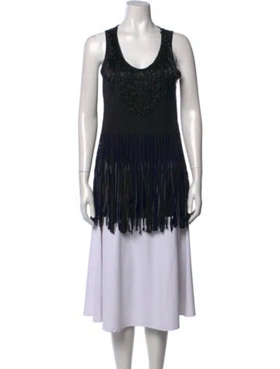 Pre-owned Lanvin Scoop Neck Sleeveless Top In Black