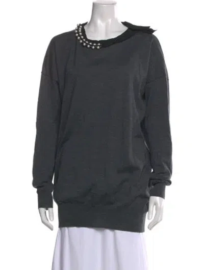 Pre-owned Lanvin Scoop Neck Sweater In Gray