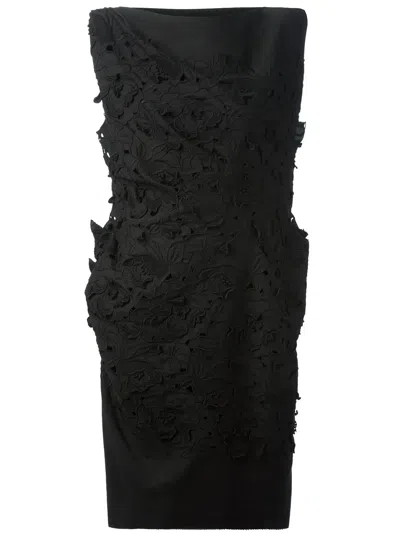 Lanvin Sculpted Floral Dress In Black