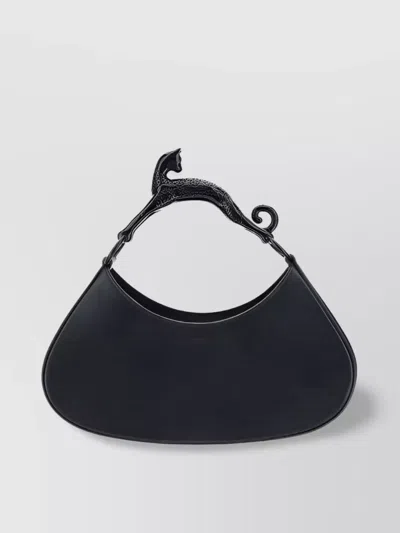 Lanvin Sculpted Handle Calfskin Shoulder Bag In Black