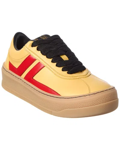 Lanvin Semelle Haute Leather Sneaker In Yellow