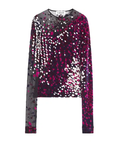 Lanvin Semi-sheer Long-sleeve Top In Black