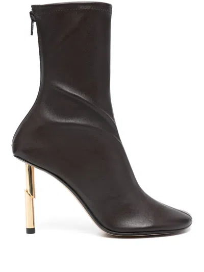 Lanvin Sequence 95mm Leather Ankle Boots In Brown