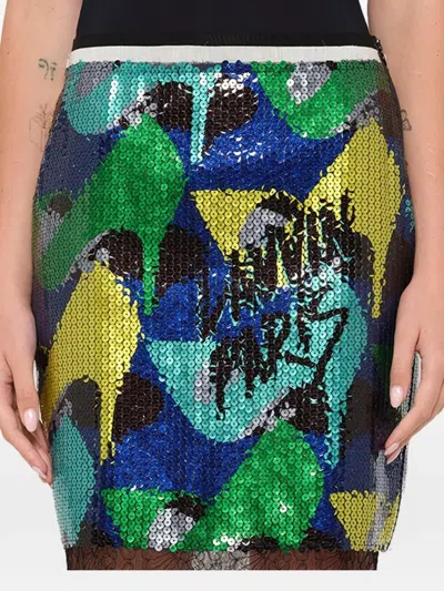 Lanvin Sequin-embellished Printed Skirt In Multi