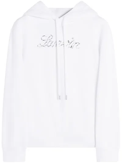 Lanvin Embroidered Handwritten Logo Hoodie In White