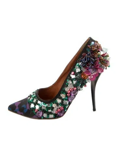 Pre-owned Lanvin Sequins Patterned Pumps In Green