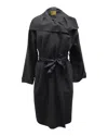Lanvin Shawl Long Coat In Black Wool In Black