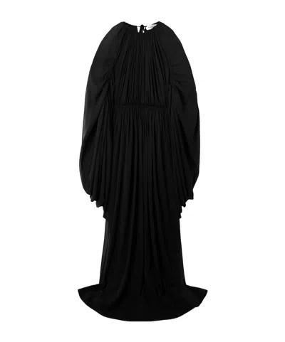 Lanvin Shawl-style Pleated Evening Dress In Black