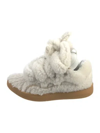Pre-owned Lanvin Shearling Sneakers In White